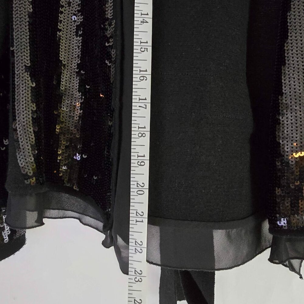 BCBG MAXAZRIA Sequin merino wool cardigan sweater belt jacket size S - Picture 9 of 14